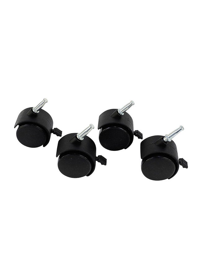 LAWAZIM 4-Piece Black Furniture Nylon Caster Swivel With Brake Black/Silver 40mm - Image 2