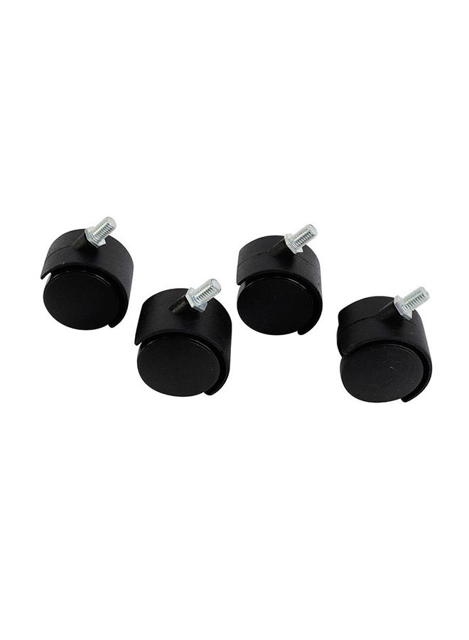 LAWAZIM 4-Piece Black Furniture Nylon Caster Swivel Black/Silver 50mm - Image 2