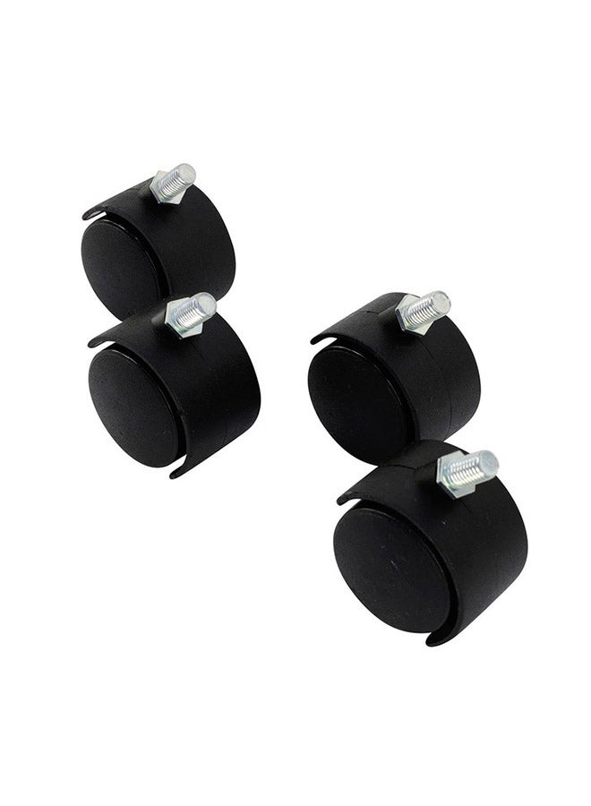 LAWAZIM 4-Piece Black Furniture Nylon Caster Swivel Black/Silver 50mm - Image 3