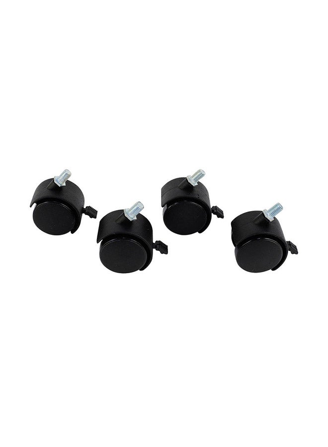 LAWAZIM 4-Piece Black Furniture Nylon Caster Swivel With Brake Black/Silver - Image 2