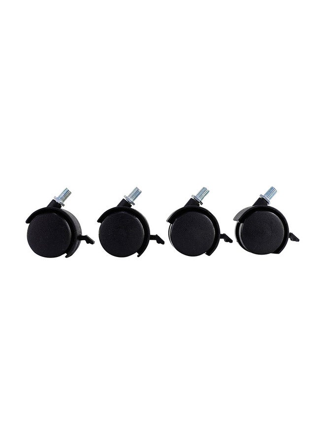 LAWAZIM 4-Piece Black Furniture Nylon Caster Swivel With Brake Black/Silver - Image 1