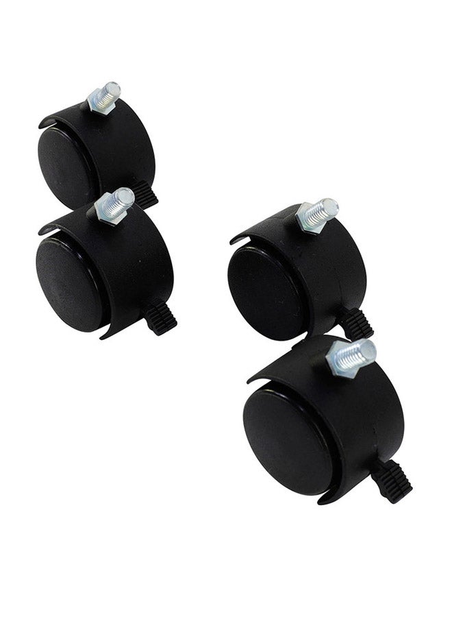 LAWAZIM 4-Piece Black Furniture Nylon Caster Swivel With Brake Black/Silver - Image 3