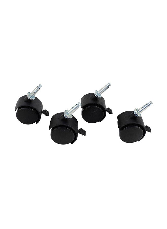 LAWAZIM 4-Piece Black Furniture Nylon Caster Swivel With Brake Black/Silver 50mm - Image 2