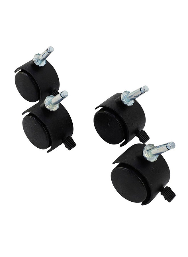 LAWAZIM 4-Piece Black Furniture Nylon Caster Swivel With Brake Black/Silver 50mm - Image 3