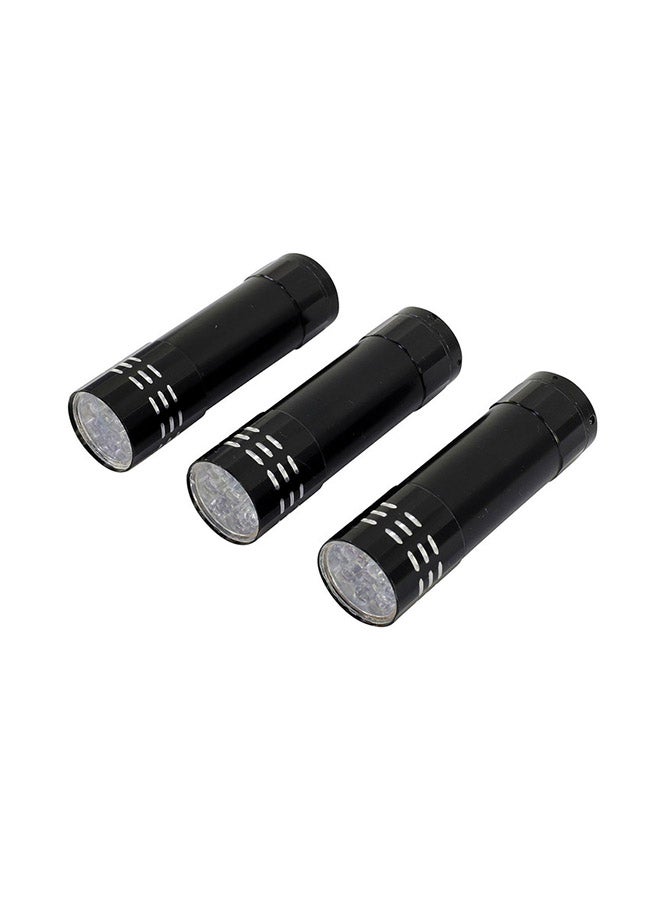 LAWAZIM 3-Piece LED Metallic Finish Flashlight Black 7.5x8.5x2.5centimeter - Image 2