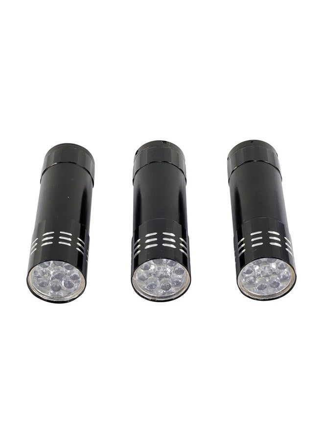 LAWAZIM 3-Piece LED Metallic Finish Flashlight Black 7.5x8.5x2.5centimeter - Image 3
