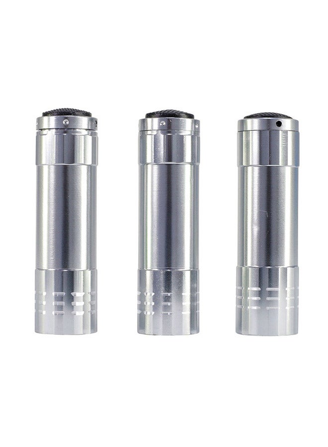 LAWAZIM 3-Piece LED Metallic Finish Flashlight Silver 7.5x8.5x2.5centimeter - Image 1