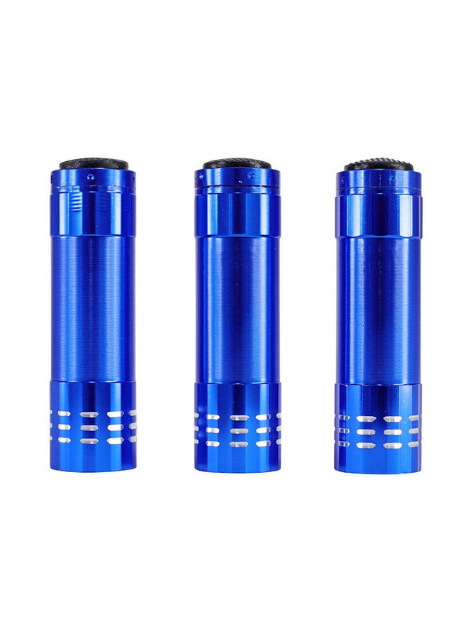LAWAZIM 3-Piece LED Metallic Finish Flashlight Blue 7.5x8.5x2.5centimeter - Image 1
