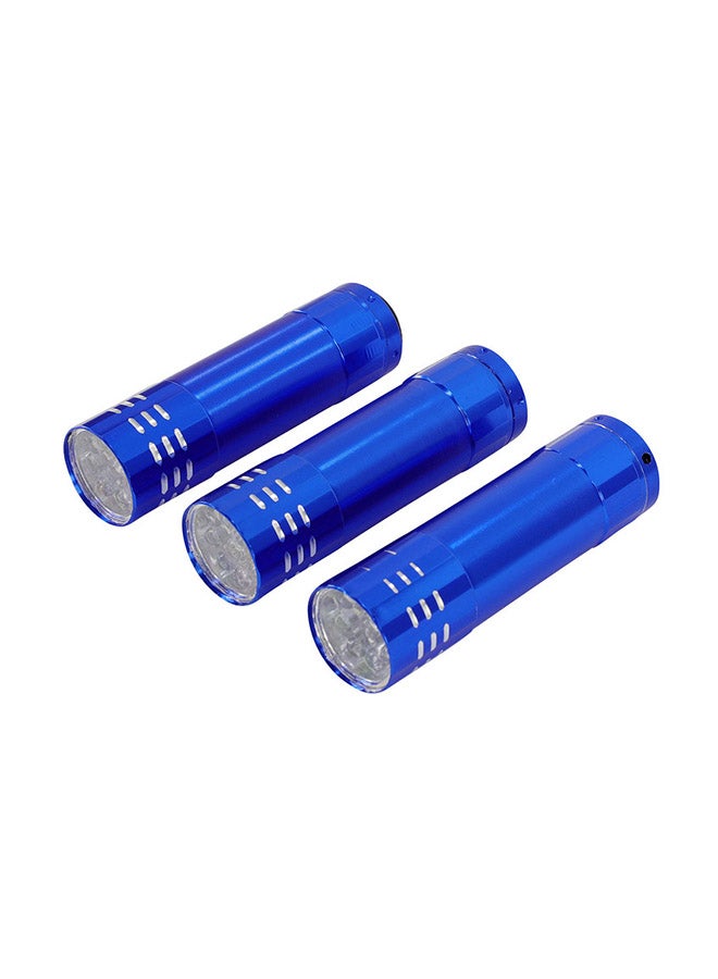 LAWAZIM 3-Piece LED Metallic Finish Flashlight Blue 7.5x8.5x2.5centimeter - Image 2