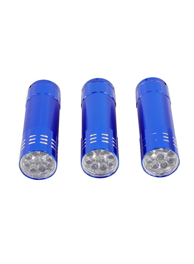 LAWAZIM 3-Piece LED Metallic Finish Flashlight Blue 7.5x8.5x2.5centimeter - Image 3