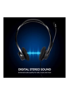 Logitech 960 Wired Headset, Stereo Headphones With Noise-Cancelling Microphone, USB, Lightweight, In-Line Controls, PC/Mac/Laptop Black  - Image 2