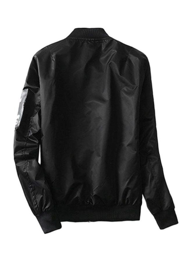 OUTAD Mandarin Neck Bomber Jacket Black  - Image 2