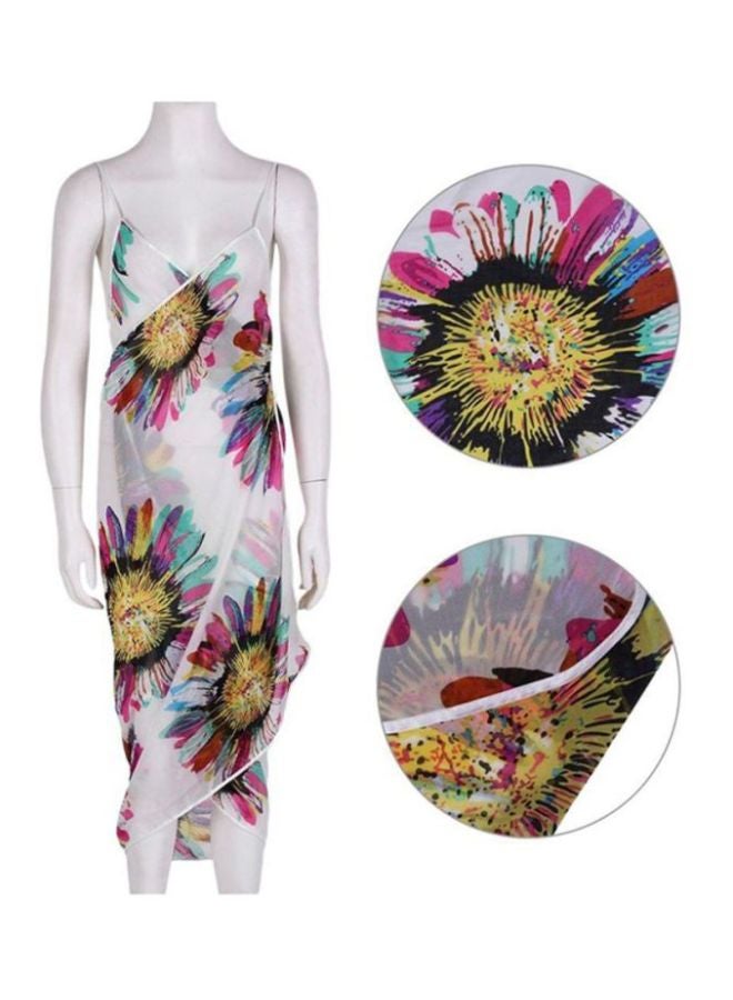 OUTAD Floral Printed Cover Up Beige/Pink/Yellow - Image 4