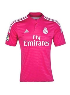 تيشيرت كرة القدم من الجيرسيه بتصميم قميص نادي ريال مدريد البديل وردي/أبيض