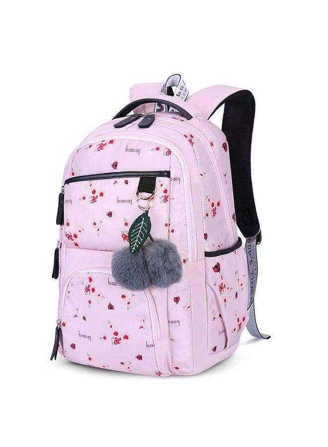 Floral Printed School Backpack 18.1 Inch Pink/Red/Grey  - Image 1