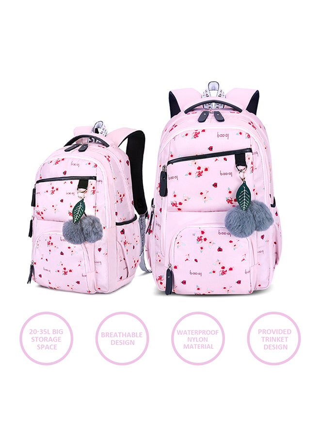 Floral Printed School Backpack 18.1 Inch Pink/Red/Grey  - Image 2