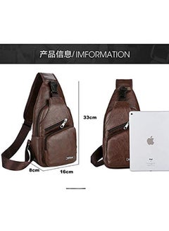 Generic Waterproof Crossbody Bag with USB Charging Port Brown  - Image 3