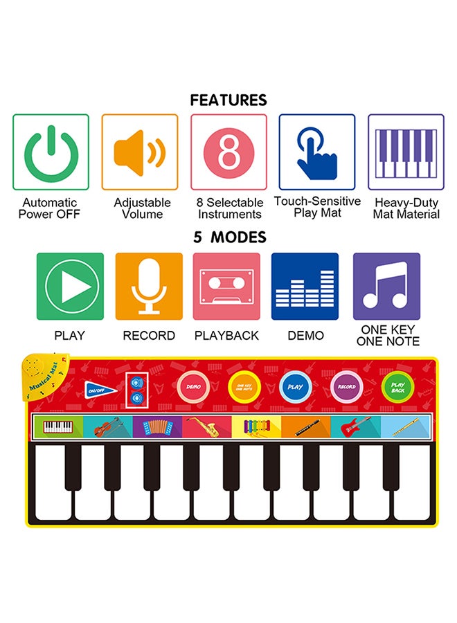 Generic 148 * 60cm/ 58 * 24in Musical Mat Foldable Piano Mat Kids Keyboard Electronic Music Carpet Touch Play Learning Singing Blanket for Children Baby Early Education Toys  - Image 3