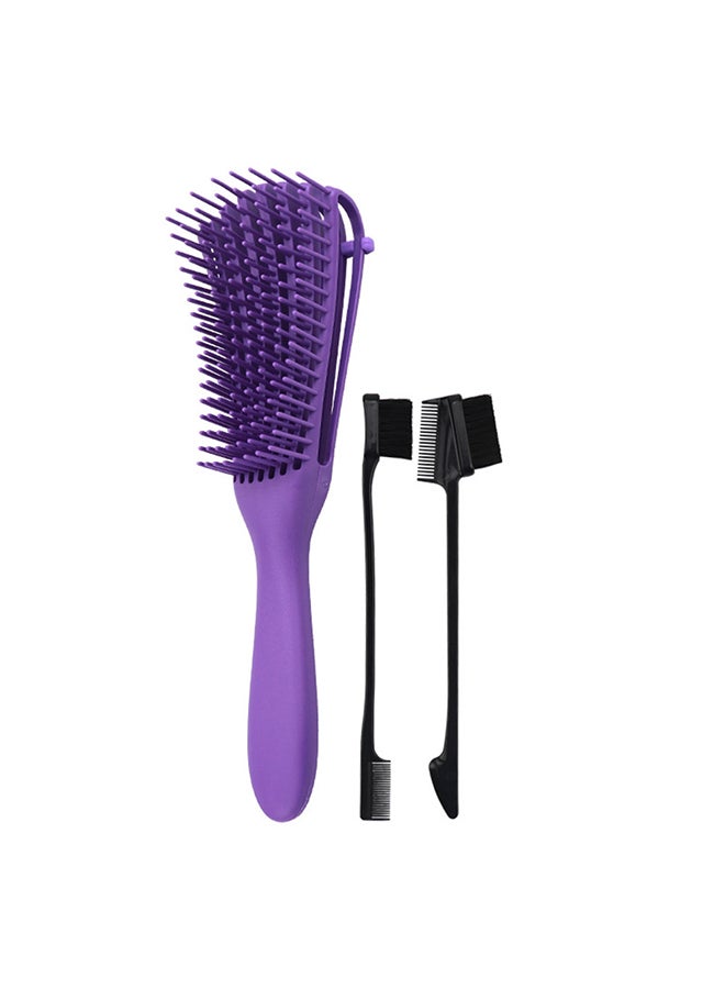 Adjustable Detangling Comb With Brush Purple/Black