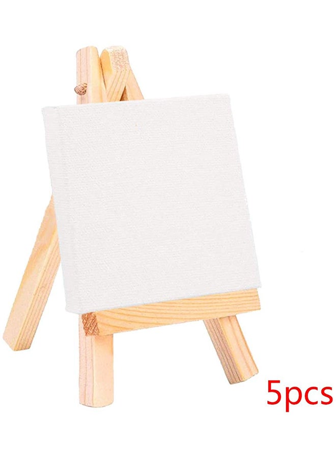 5-Piece Mini Canvas And Easel Set White/Beige - Image 1