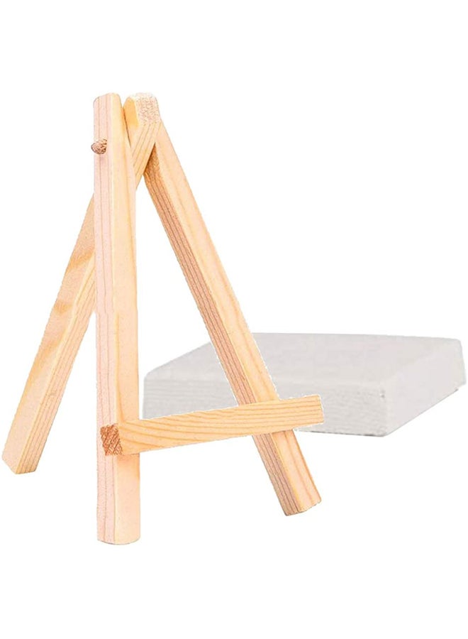 5-Piece Mini Canvas And Easel Set White/Beige - Image 3