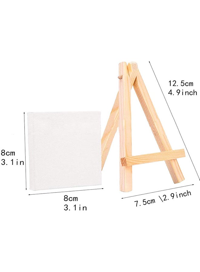 5-Piece Mini Canvas And Easel Set White/Beige - Image 2