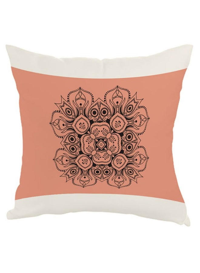 Decalac Floral Printed Decorative Pillow Peach/Black/White 40 x 40cm