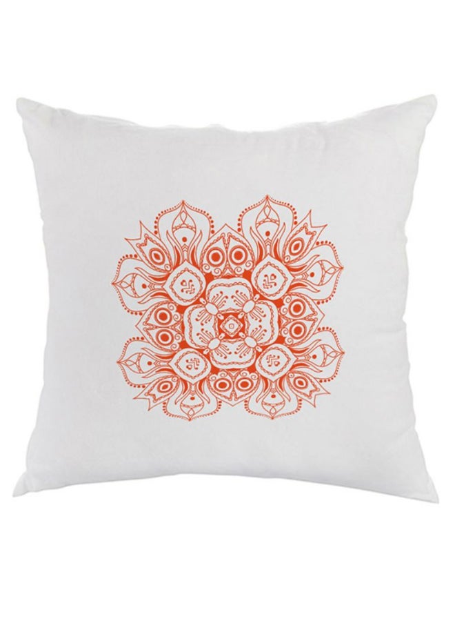 Decalac Floral Printed Decorative Pillow White/Orange 40 x 40cm