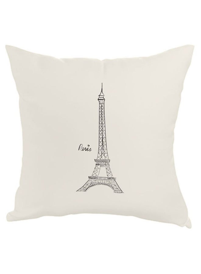 وسادة مطبوعة - معلم برج إيفل أبيض/ أسود 40 x 40سم