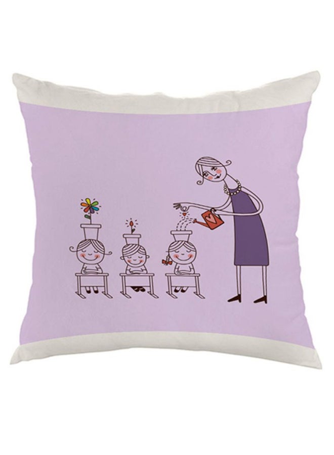 ديكالاك وسادة بطبعة "بلانت ذا سيدز أوف لوف إن تشيلدرن" أرجواني/أبيض كريمي 40 x 40سم