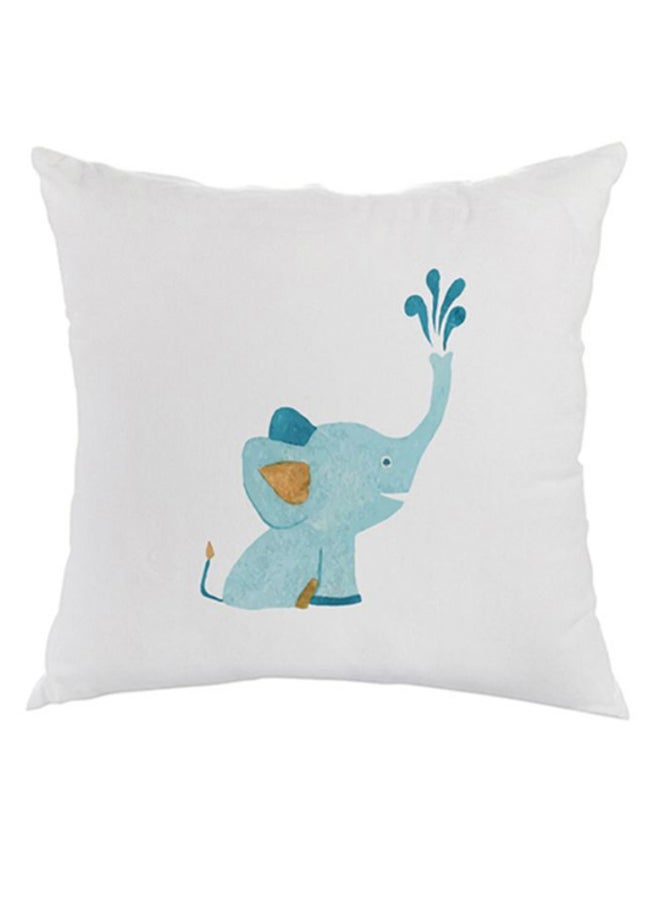وسادة ديكور مربعة الشكل بطبعة فيل أبيض/أزرق 40 x 40سم