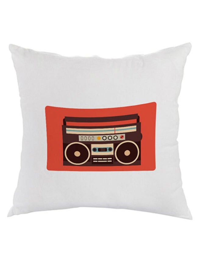ديكالاك وسادة ديكور مربعة الشكل بطبعة جهاز راديو أبيض 40 x 40سم