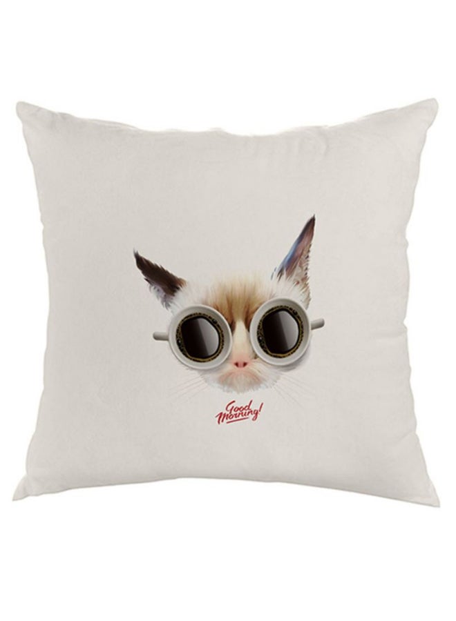 Decalac Cat Printed Pillow White/Black/Brown 40 x 40cm