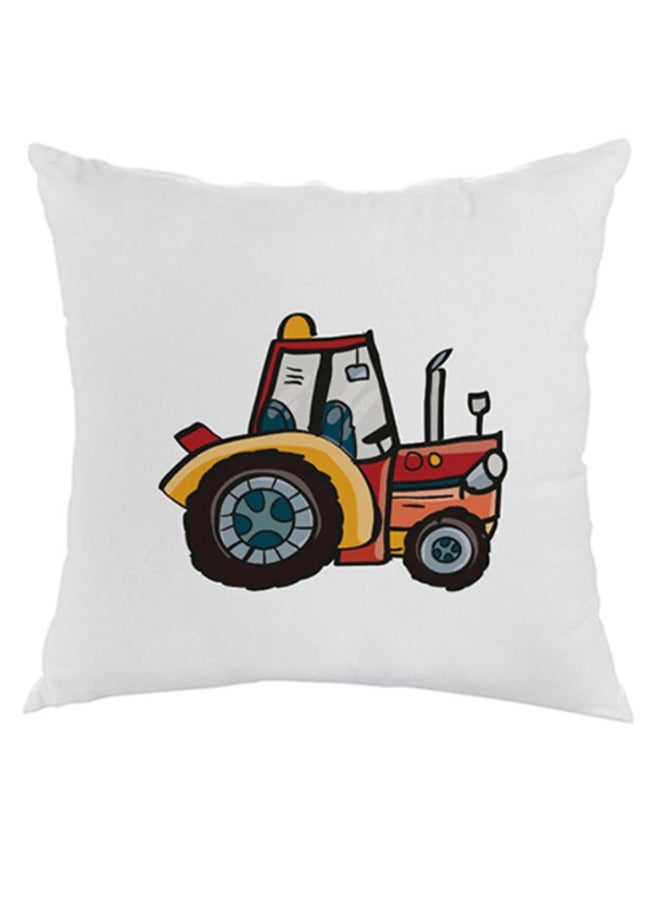 Decalac Vehical Printed Square Shaped Throw Pillow White 40 x 40cm