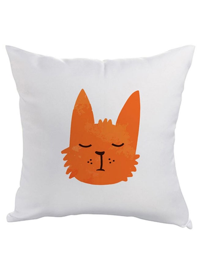 Decalac Cat Printed Pillow White/Orange/Black 40 x 40cm