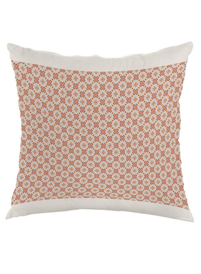 وسادة بطبعة رسومات هندسية برتقالي / أبيض 40 x 40سم