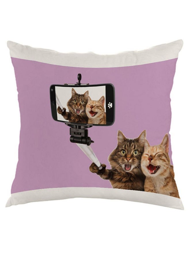 وسادة بطبعة صورة سيليفي للقطط وردي /بُنِّي /أسود 40 x 40سم