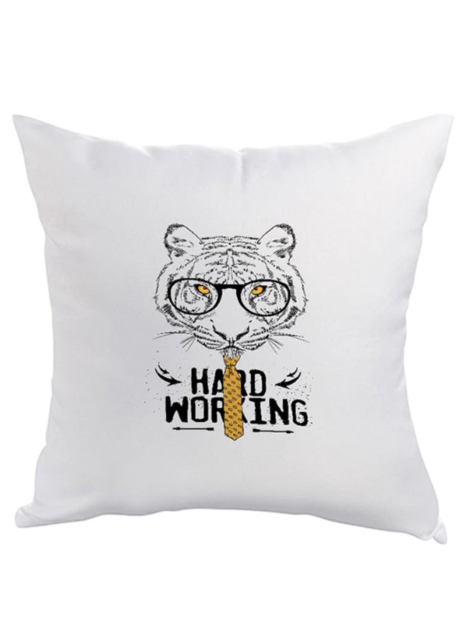 Decalac Printed Square Shaped Throw Pillow White/Black/Orange 40 x 40cm