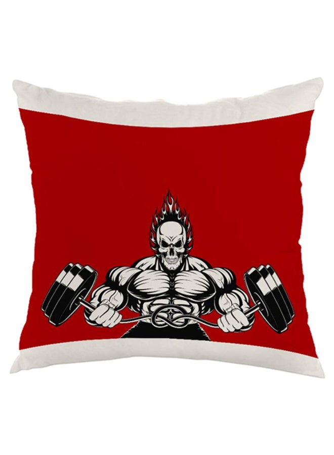 Printed Square Shaped Throw Pillow White/Red/Black 40 x 40cm