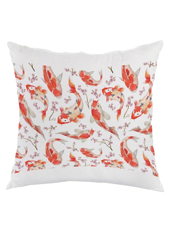 Decalac Printed Square Shaped Throw Pillow White/Orange/Pink 40 x 40cm