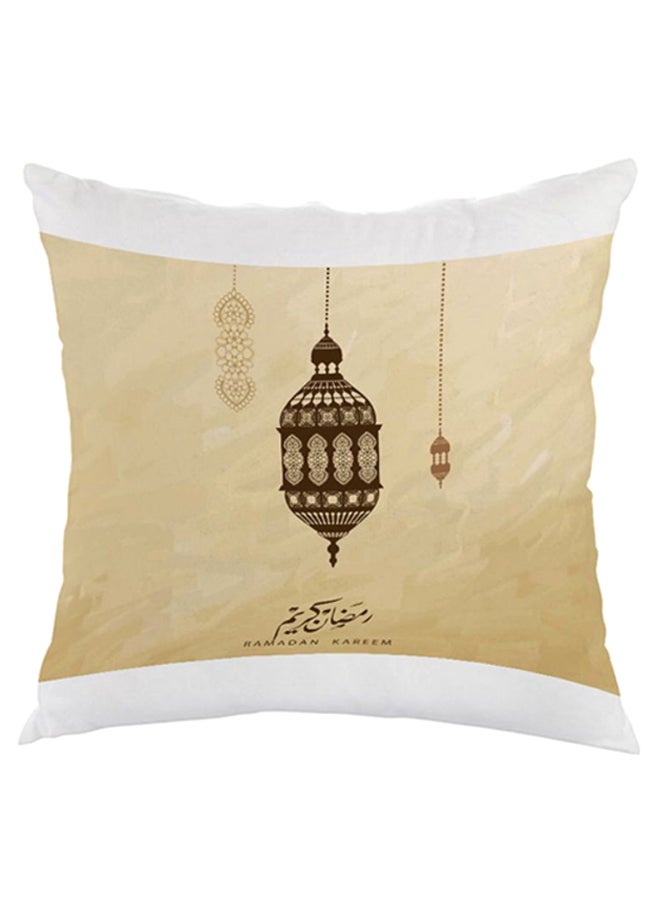 Printed Square Shaped Throw Pillow Beige/White/Brown 40 x 40cm