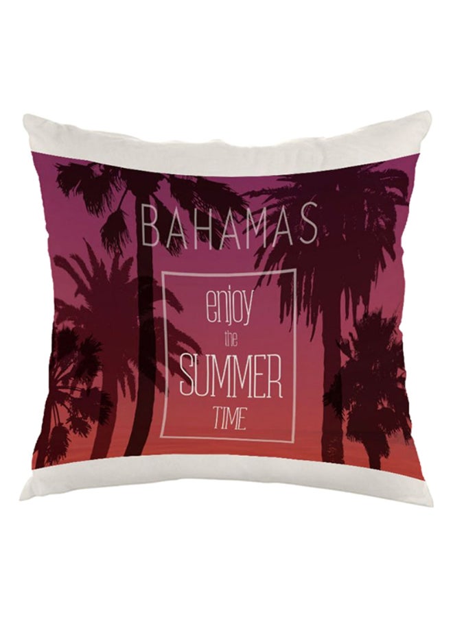 Decalac Enjoy The Summer Time Printed Square Shaped Throw Pillow White/Red 40 x 40cm