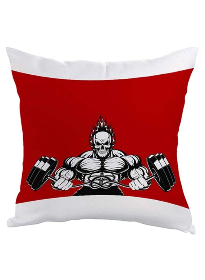 Sports Printed Square Shaped Throw Pillow White/Red/Black 40 x 40cm