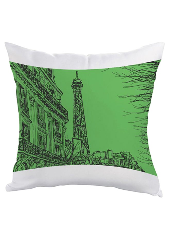 Printed Square Shaped Throw Pillow White/Green/Black 40 x 40cm