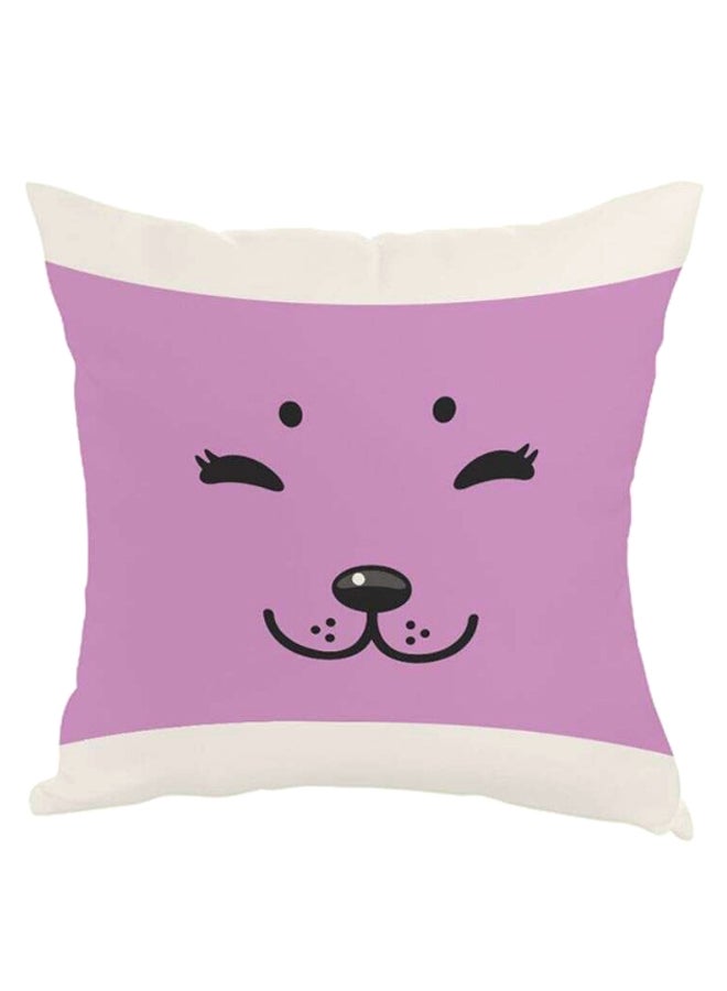 ديكالاك وسادة مربعة الشكل بطبعة وجه كلب أبيض/أرجواني/أسود 40 x 40سم