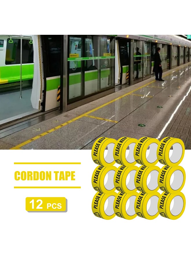 Generic 12-Piece Please Keep A Safe Distance Warning Tape Set Yellow/Black  - Image 2