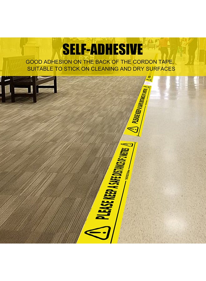 Generic 12-Piece Please Keep A Safe Distance Warning Tape Set Yellow/Black  - Image 3