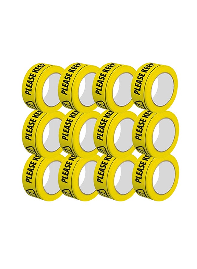 Generic 12-Piece Please Keep A Safe Distance Warning Tape Set Yellow/Black  - Image 1