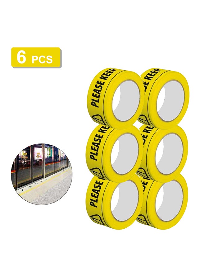 Generic 6-Piece Please Keep A Safe Distance Warning Tape Set Yellow/Black  - Image 1