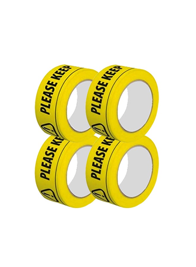 Generic 4-Piece Please Keep A Safe Distance Warning Tape Set Yellow/Black  - Image 1